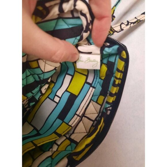 Vera Bradley Island Blooms Print Small Zippered Clutch Turquoise Black White Gre - Picture 4 of 4